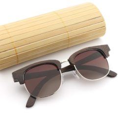 Drewniane okulary przeciwsłoneczne B11 - brązowe - bambus 2