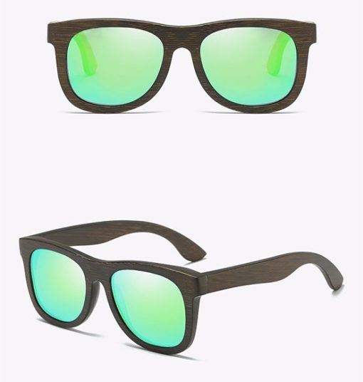 Drewniane okulary przeciwsłoneczne B07- zielone – bambus