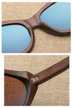 Drewniane okulary przeciwsłoneczne B09- srebrne - bambus 4