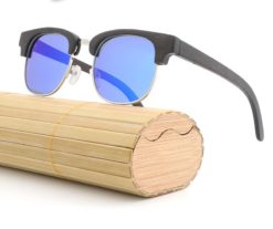Drewniane okulary przeciwsłoneczne B11-niebieskie - bambus 2
