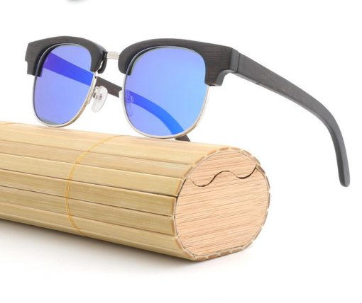 Drewniane okulary przeciwsłoneczne B11-niebieskie – bambus