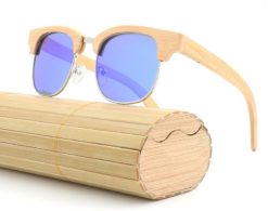 Drewniane okulary przeciwsłoneczne B10-niebieskie - bambus 2