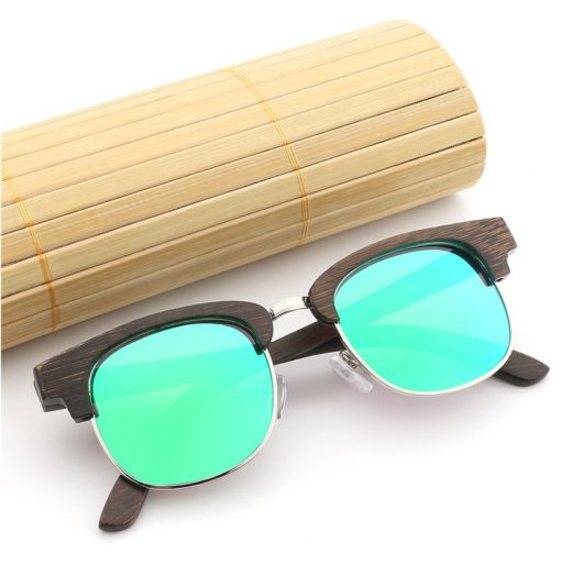 Drewniane okulary przeciwsłoneczne B11 -zielone – bambus