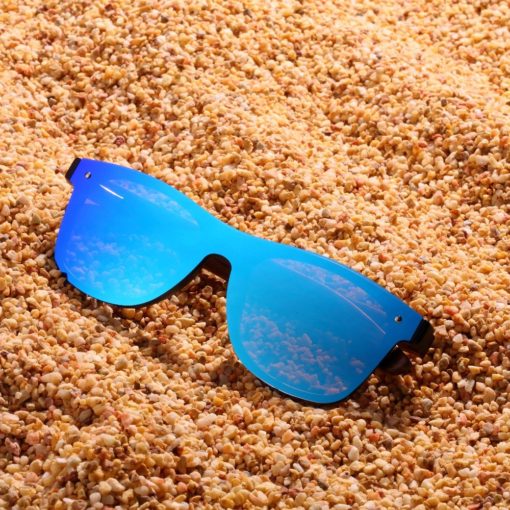 Drewniane okulary przeciwsłoneczne C04- niebieskie – heban