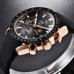 Zegarek Benyar Speedmaster złoty czarny silikonowy pasek 3