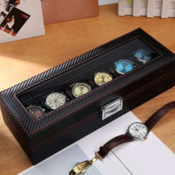 Pudełko szkatułka etui na zegarki karbon 6szt 5
