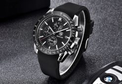 Zegarek Benyar Speedmaster srebrny czarny silikonowy pasek 1