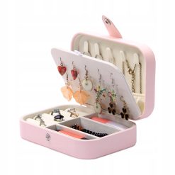Kuferek szkatułka organizer pudełko na biżuterię różowy 10