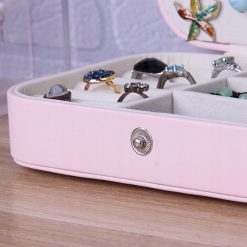 Kuferek szkatułka organizer pudełko na biżuterię różowy 7