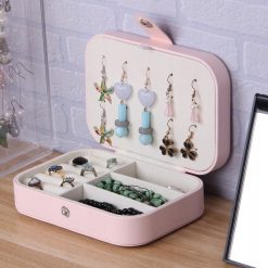 Kuferek szkatułka organizer pudełko na biżuterię różowy