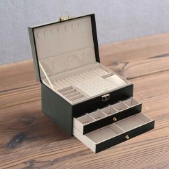 Szkatułka na biżuterię pudełko organizer kuferek czarny 8