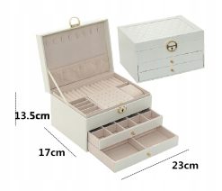 Szkatułka na biżuterię pudełko organizer kuferek biały 5