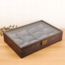 Pudełko etui szkatułka na zegarki 12 sztuk drewno 6