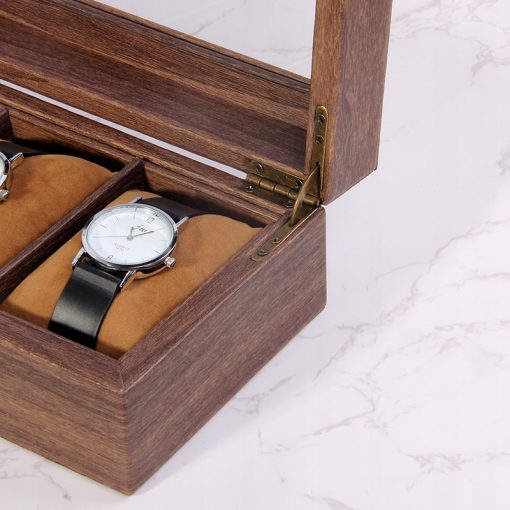 Pudełko organizer etui szkatułka na zegarki 6 sztuk jasny brąz