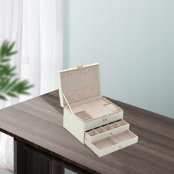 Szkatułka na biżuterię pudełko organizer kuferek biały 3