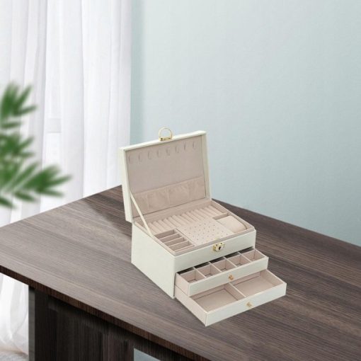 Szkatułka na biżuterię pudełko organizer kuferek biały