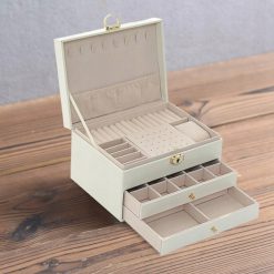 Szkatułka na biżuterię pudełko organizer kuferek biały 1