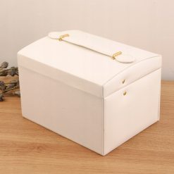Szkatułka na biżuterię pudełko organizer kuferek z lusterkiem biały 2