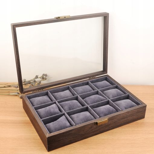 Pudełko etui szkatułka na zegarki 12 sztuk  drewno