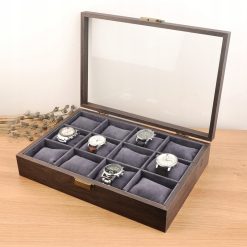 Pudełko etui szkatułka na zegarki 12 sztuk drewno 1