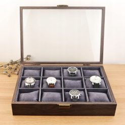 Pudełko etui szkatułka na zegarki 12 sztuk drewno 3