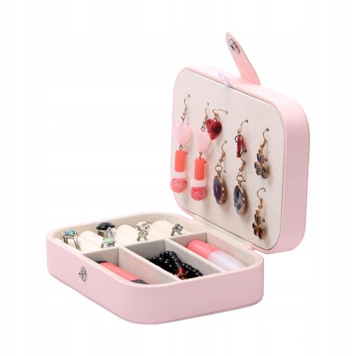 Kuferek szkatułka organizer pudełko na biżuterię różowy