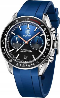 Zegarek Benyar BY5194 srebrny niebieski silikonowy pasek