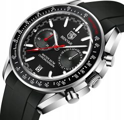 Zegarek Benyar BY5194 srebrny czarny silikonowy pasek 2