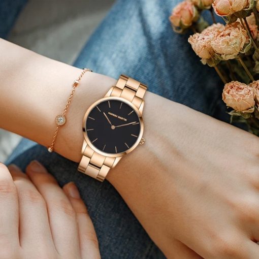 Zegarek damski na bransolecie HANNAH MARTIN 1223 rose gold elegancki pudełko