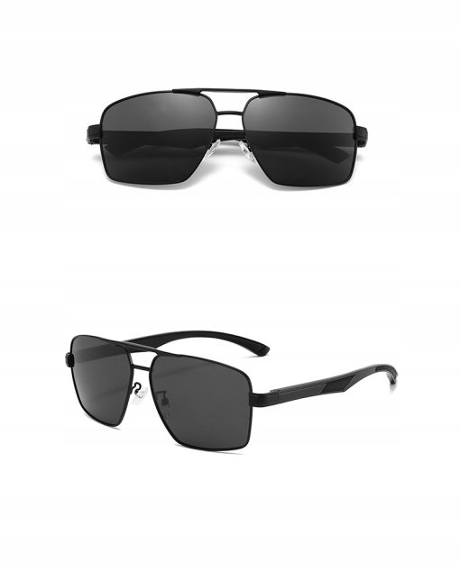 Męskie Okulary Przeciwsłoneczne Solenzio Aviator Polaryzacja z Etui UV400 czarne