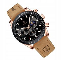 ZEGAREK MĘSKI ELEGANCKI POEDAGAR CHRONOGRAF PUDEŁKO WSKAŹNIK DZIEŃ / NOC 4