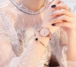Zegarek damski rose gold na bransolecie mesh HANNAH MARTIN MS36 elegancki piękny pudełko 2
