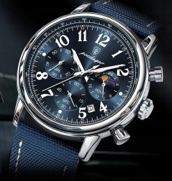 ZEGAREK MĘSKI ELEGANCKI POEDAGAR CHRONOGRAF PUDEŁKO WSKAŹNIK DZIEŃ / NOC 4