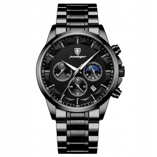 ZEGAREK MĘSKI ELEGANCKI POEDAGAR WSKAŹNIK DZIEŃ / NOC CHRONOGRAF PUDEŁKO
