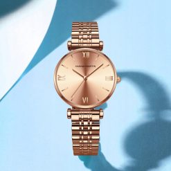 Piękny damski zegarek na bransolecie HANNAH MARTIN 1522 elegancki cały rose gold