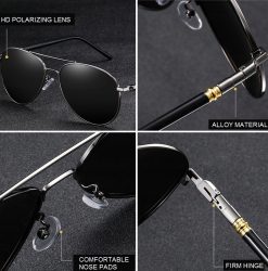 Męskie Okulary Przeciwsłoneczne Solenzio Aviator Polaryzacja z Etui UV400 czarne 0911 7