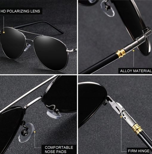 Męskie Okulary Przeciwsłoneczne Solenzio Aviator Polaryzacja z Etui UV400 czarne 0911