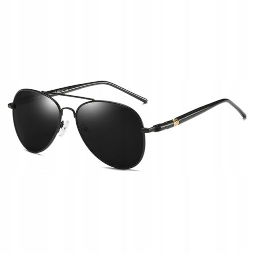 Męskie Okulary Przeciwsłoneczne Solenzio Aviator Polaryzacja z Etui UV400 czarne 0911