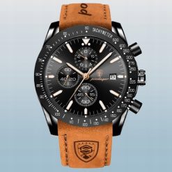 ZEGAREK MĘSKI ELEGANCKI POEDAGAR SPOROTWY CHRONOGRAF+PUDEŁKO SKÓRZANY PASEK