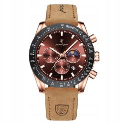 ZEGAREK MĘSKI ELEGANCKI POEDAGAR CHRONOGRAF PUDEŁKO WSKAŹNIK DZIEŃ / NOC 4