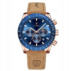 ZEGAREK MĘSKI ELEGANCKI POEDAGAR CHRONOGRAF PUDEŁKO WSKAŹNIK DZIEŃ / NOC 7
