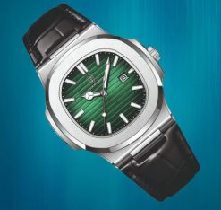ZEGAREK MĘSKI ELEGANCKI POEDAGAR NA SKÓRZANYM PASKU PUDEŁKO DATOWNIK 2