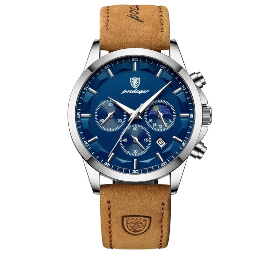 ZEGAREK MĘSKI ELEGANCKI POEDAGAR CHRONOGRAF PUDEŁKO WSKAŹNIK DZIEŃ / NOC