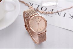 Elegancki zegarek damski na bransolecie mesh HANNAH MARTIN HM36 cały rose gold