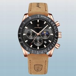 ZEGAREK MĘSKI ELEGANCKI POEDAGAR CHRONOGRAF PUDEŁKO WSKAŹNIK DZIEŃ / NOC