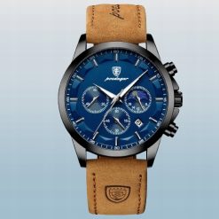 ZEGAREK MĘSKI ELEGANCKI POEDAGAR CHRONOGRAF PUDEŁKO WSKAŹNIK DZIEŃ / NOC