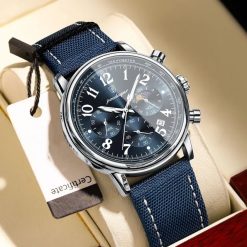ZEGAREK MĘSKI ELEGANCKI POEDAGAR CHRONOGRAF PUDEŁKO WSKAŹNIK DZIEŃ / NOC