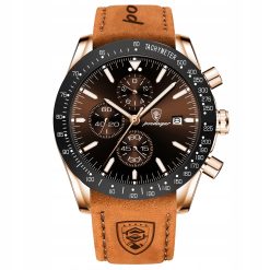 ZEGAREK MĘSKI ELEGANCKI POEDAGAR SPOROTWY CHRONOGRAF+PUDEŁKO SKÓRZANY PASEK 3