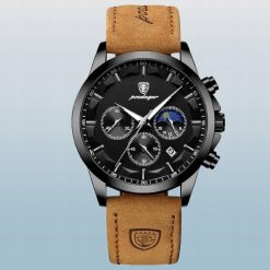 ZEGAREK MĘSKI ELEGANCKI POEDAGAR CHRONOGRAF PUDEŁKO WSKAŹNIK DZIEŃ / NOC