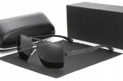 Męskie Okulary Przeciwsłoneczne Solenzio Aviator Polaryzacja z Etui UV400 czarne 3